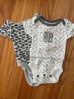 Lamaze Gray & White Dot Baby One-Piece Bodysuits - Pack of 2